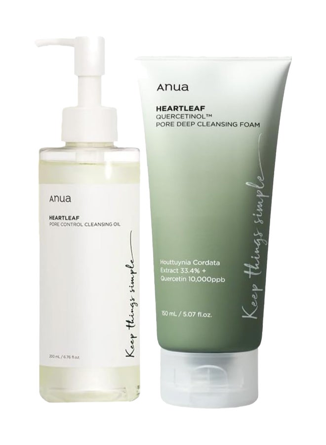 انوا زيت التنظيف للتحكم في المسام ورغوة التنظيف العميق من Heartleaf، منظفات الوجه الكورية، إزالة الرؤوس السوداء من المكياج اليومي (200 مل/150 مل) - Image 1