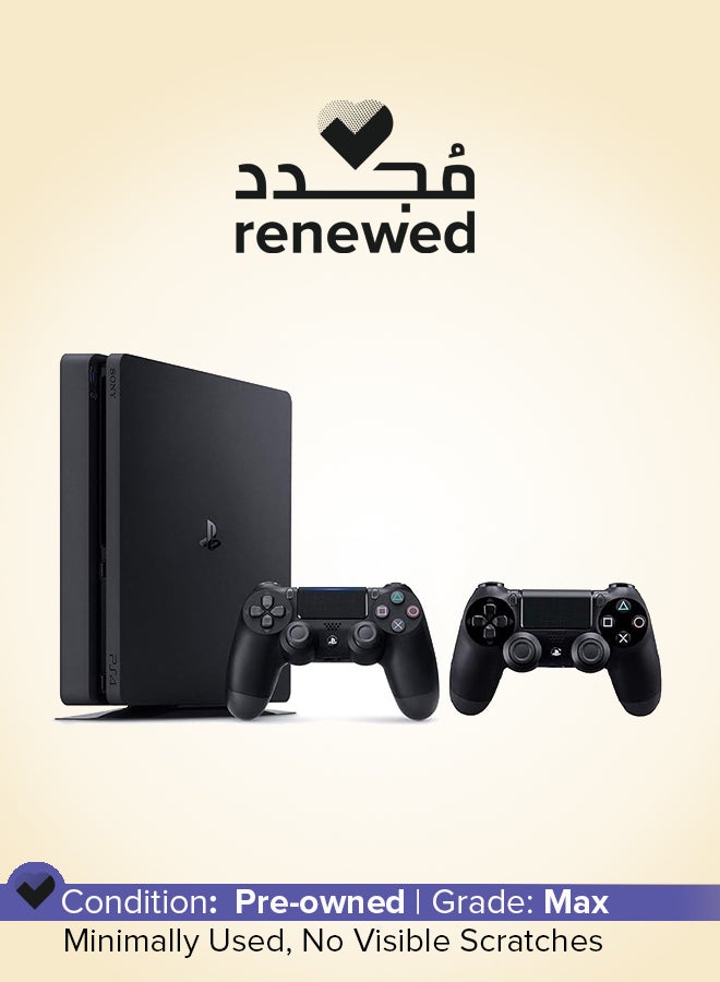 Sony Renewed -  PlayStation 4 500GB Slim Black With 2 Controller  - Image 1