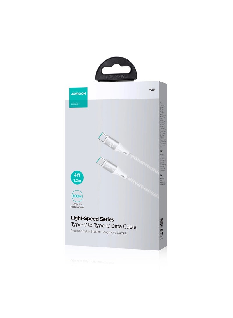 JOYROOM Joyroom Light-Speed ​​​​Series SA25-CC5 USB-C / USB-C Cable 100W 1.2 m - White  - Image 2