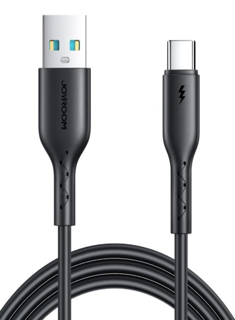 JOYROOM SA26-AC3 Flash Charge Series 3A USB to USB-C/Type-C Fast Charging Data Cable, Cable Length: 1m Black