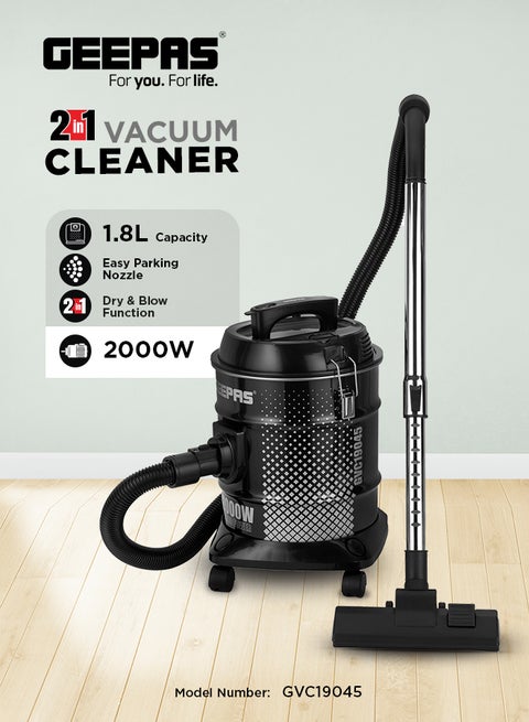 Drum Vacuum Cleaner With Powerful Suction, Dry & Blow Function, Full Indicator/Perfect For Home, Office, Apartments 18 L 2000 W GVC19045 Multicolour