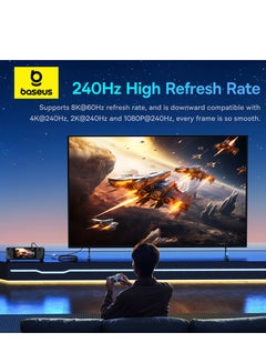 Baseus USB C to DisplayPort 1.5m Cable(8K@60Hz 4K@240Hz), USB Type-C to DP Adapter Thunderbolt 3/4 Compatible with iPhone 15 Pro/Max/MacBook Pro/Air 2023/iPad Pro/iMac/S24/XPS 17 and More 100W Charging Black  - Image 3