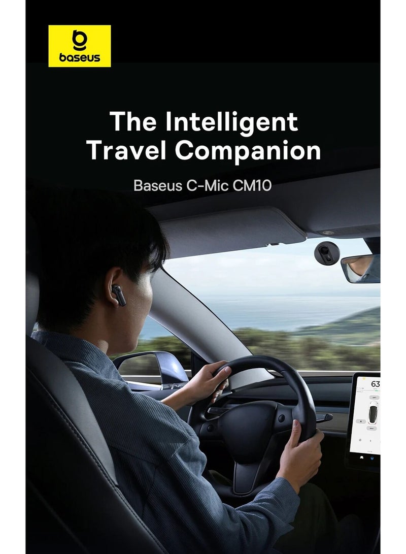 Baseus C-Mic CM10 Smart Unilateral Wireless Headphone For Car, Solar Charging Bluetooth 5.3 Wireless Earbuds For Android & iPhone, Ultra Comfort, 45 to 50 Hours Playtime Single-Ear Earbud- Black  - Image 2