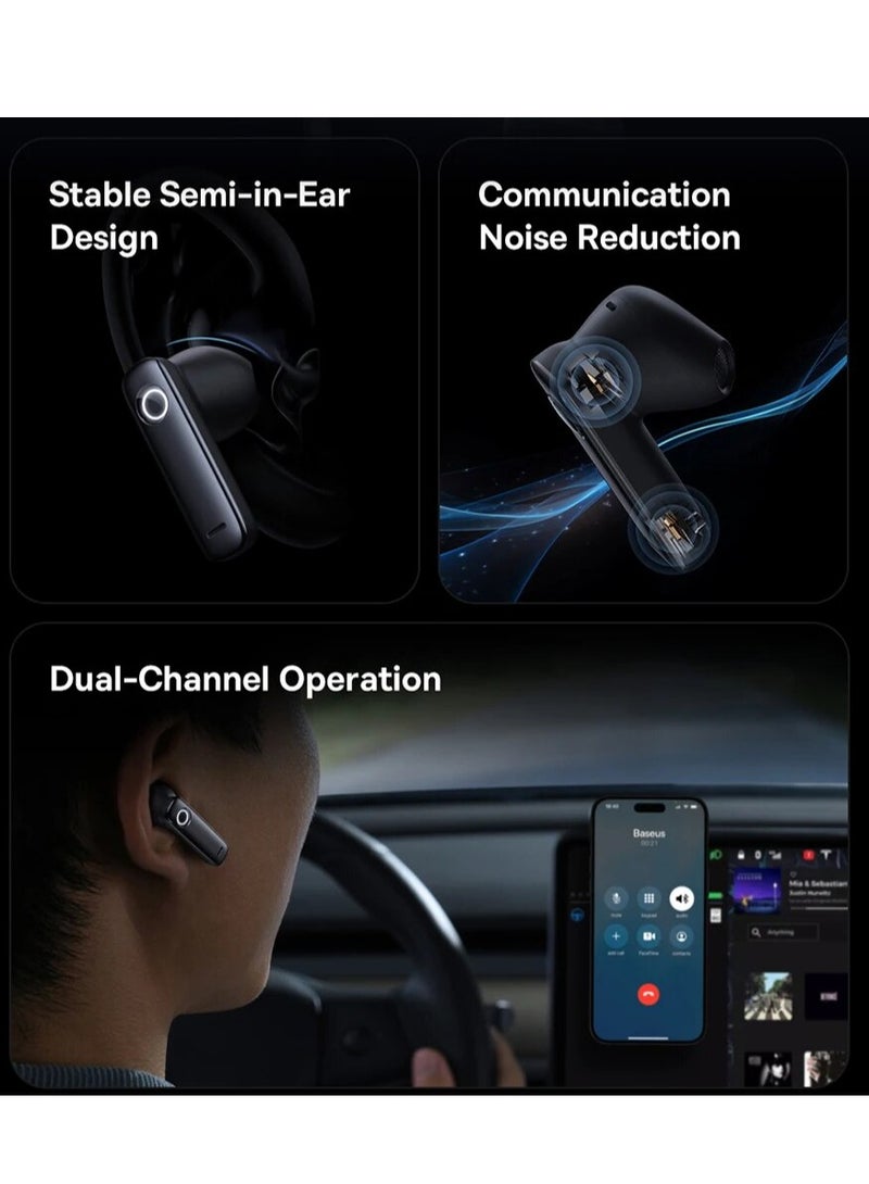 Baseus C-Mic CM10 Smart Unilateral Wireless Headphone For Car, Solar Charging Bluetooth 5.3 Wireless Earbuds For Android & iPhone, Ultra Comfort, 45 to 50 Hours Playtime Single-Ear Earbud- Black  - Image 4