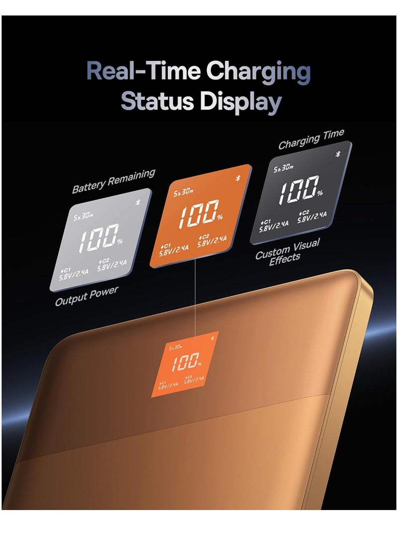 Baseus 12000 mAh Power Bank, 65W PD Fast Charging Portable Charger with Digital Display, Ultra-Slim Blade 2 Laptop Battery Bank for MacBook Pro/Air, Dell XPS, Microsoft Surface, iPad Pro, iPhone 16/15 Series, Samsung Galaxy S24/S23, Apple Watch, AirPods Pro, ROG Ally, Steam Deck, and More Coral Orange  - Image 4