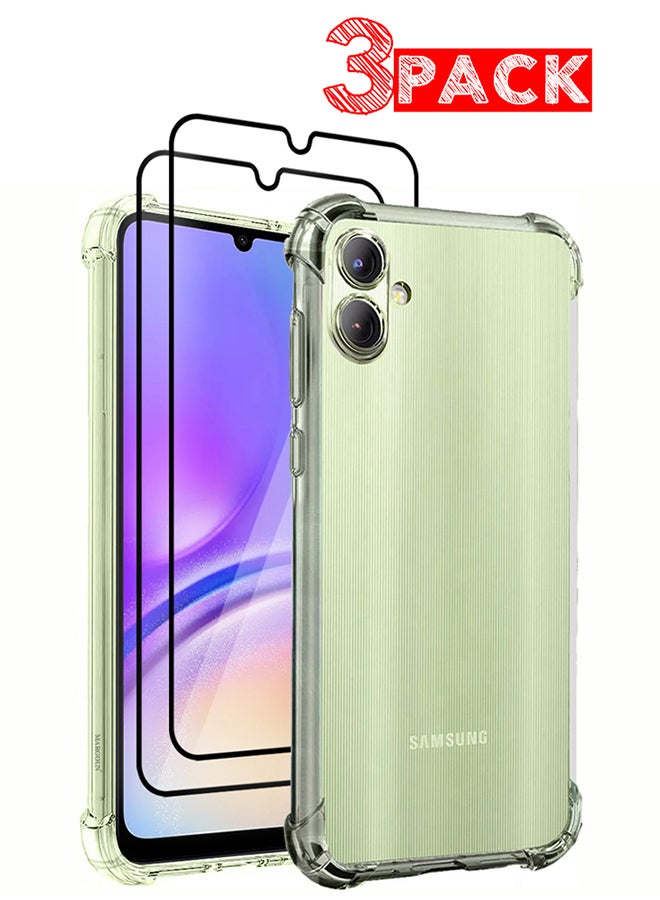MARGOUN 3 Pack for Samsung Galaxy A05 Gorilla Case and 2 Screen Protectors Shock-Absorption Flexible Clear TPU Rubber Protective Cell Phone Cover Slim Fit Transparent Protective Case Cover Clear - Image 1