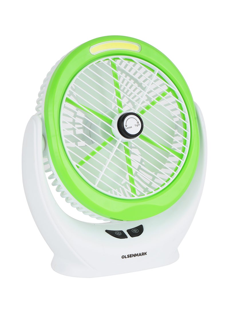 6-Inch Rechargeable Mini Fan With COB Light Long Working Hours And 3 Wind Speed High Performance 2400mAh Lithium Battery OMF1874 Multicolour