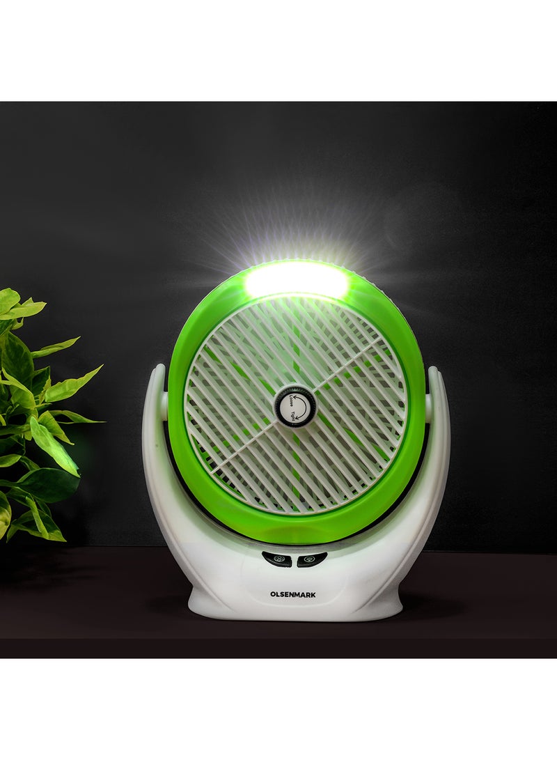 6-Inch Rechargeable Mini Fan With COB Light Long Working Hours And 3 Wind Speed High Performance 2400mAh Lithium Battery OMF1874 Multicolour