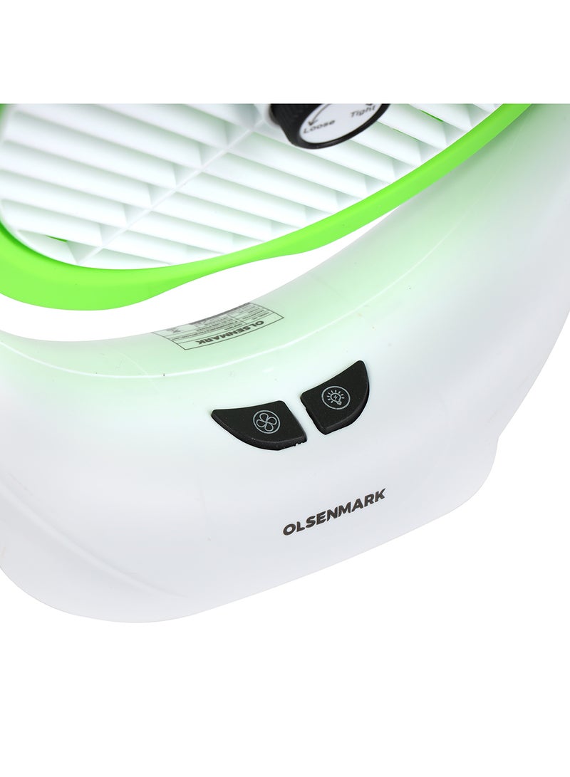 6-Inch Rechargeable Mini Fan With COB Light Long Working Hours And 3 Wind Speed High Performance 2400mAh Lithium Battery OMF1874 Multicolour