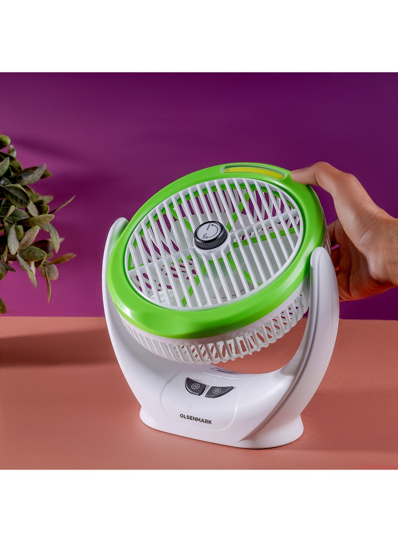 6-Inch Rechargeable Mini Fan With COB Light Long Working Hours And 3 Wind Speed High Performance 2400mAh Lithium Battery OMF1874 Multicolour