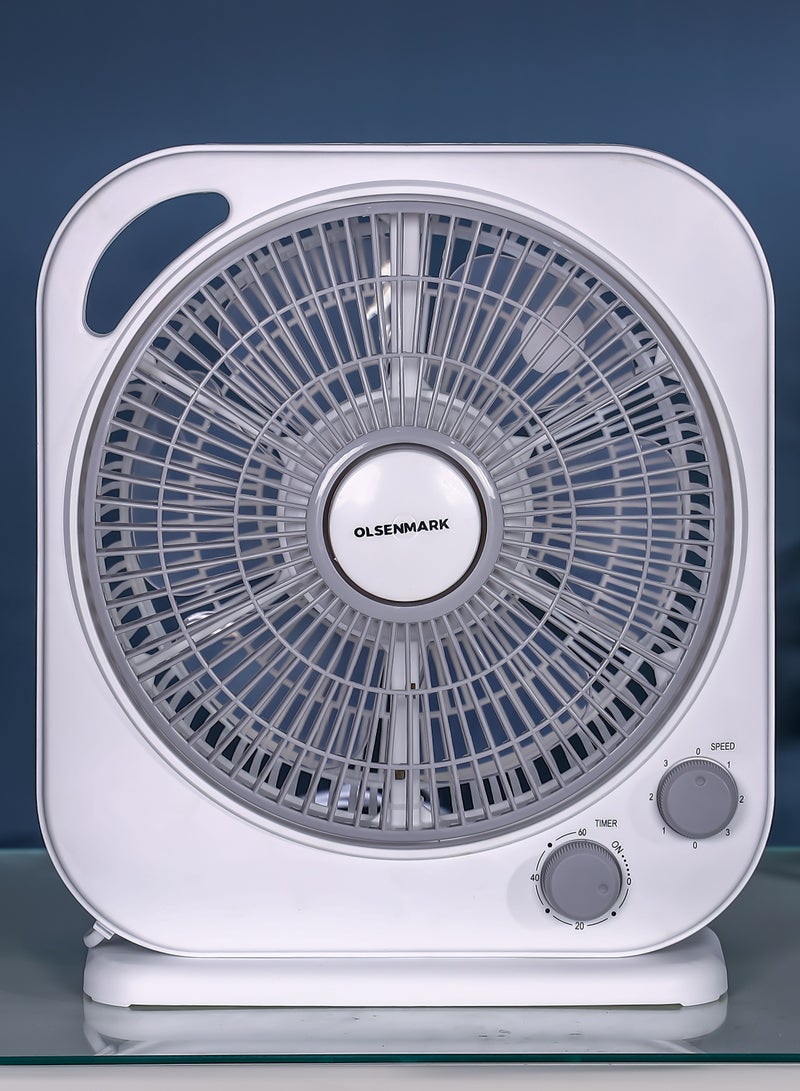 أولسنمارك مروحة صندوقية 10 بوصة، أداء عالي مع 3 سرعات تحكم و 6 شفرات ورقية من PP، تبريد فعال ونسيم، مؤقت 60 دقيقة، محرك 50 واط - Image 1