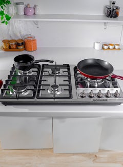 Olsenmark 5 in 1 Gas Hob, 5 Burners Stove with Auto Impulse Ignition, Triple Ring, Rapid, Semi-Rapid and Auxiliary Burners, Low Consumption OMK7034 Silver  - Image 5