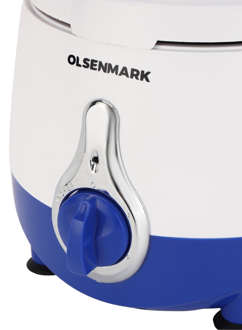 Olsenmark - 3 IN 1 Mixer Grinder with 1200 W Powerful Motor with Stainless Steel Jars and Blades, Unbreakable Polycarbonate Jar Caps, Ergonomic Design, Overload Protector 0.01 L 1200 W OMSB7015 White - Image 1