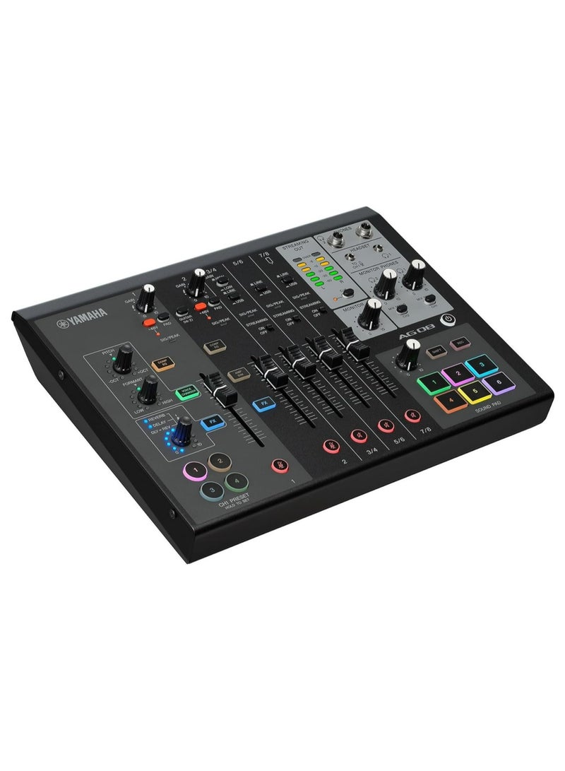 YAMAHA - 8-Channel Live Streaming Loopback Mixer/USB Interface with Steinberg Software Suite AG08B Black - Image 1