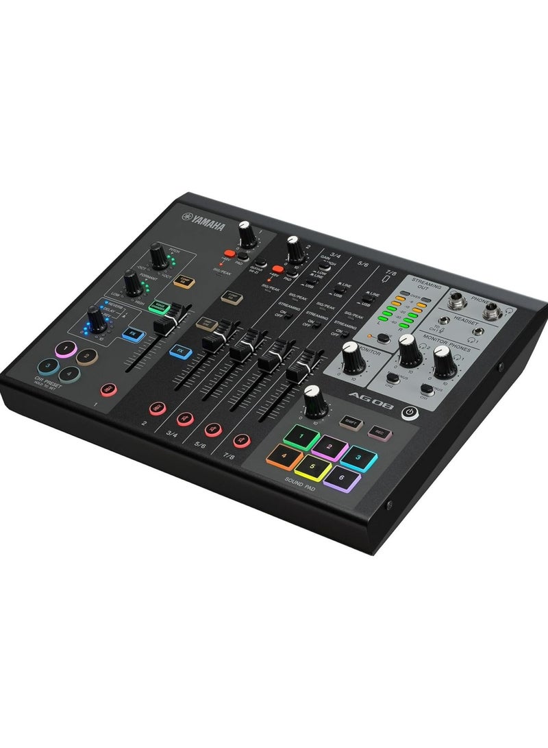 YAMAHA - 8-Channel Live Streaming Loopback Mixer/USB Interface with Steinberg Software Suite AG08B Black - Image 1