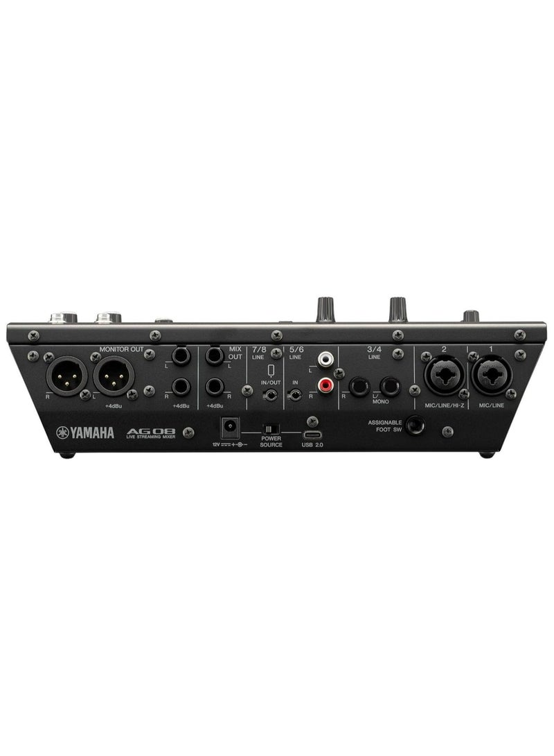 YAMAHA - 8-Channel Live Streaming Loopback Mixer/USB Interface with Steinberg Software Suite AG08B Black - Image 1