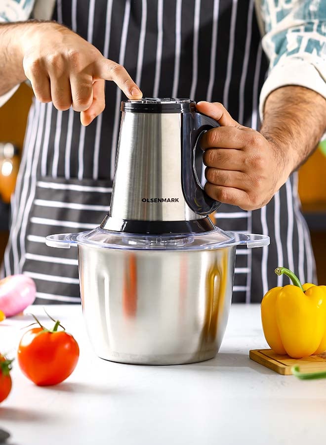 Olsenmark Compact Multi-Purpose Chopping Machine With Stainless Steel Blade Assembly And 4 Blades 3 L 650 W OMC7011 Silver - Image 4