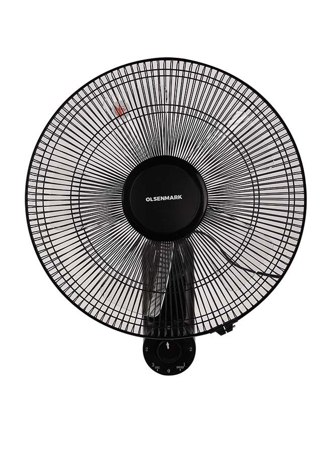 Olsenmark - 16-Inch Wall Fan 60W Motor With 3-Speed Controls 5 AS Blades And 2 Pull String Cords 60 W OMF1868 Black - Image 1