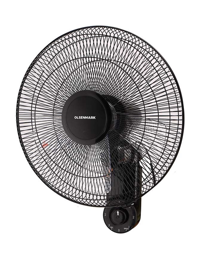 Olsenmark - 16-Inch Wall Fan 60W Motor With 3-Speed Controls 5 AS Blades And 2 Pull String Cords 60 W OMF1868 Black - Image 1