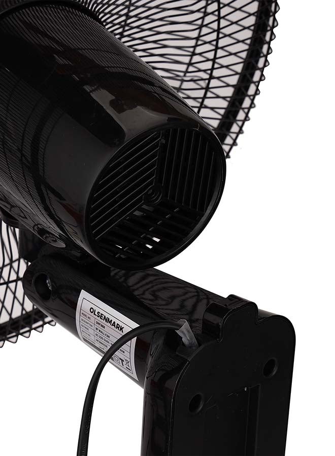 Olsenmark - 16-Inch Wall Fan 60W Motor With 3-Speed Controls 5 AS Blades And 2 Pull String Cords 60 W OMF1868 Black - Image 1