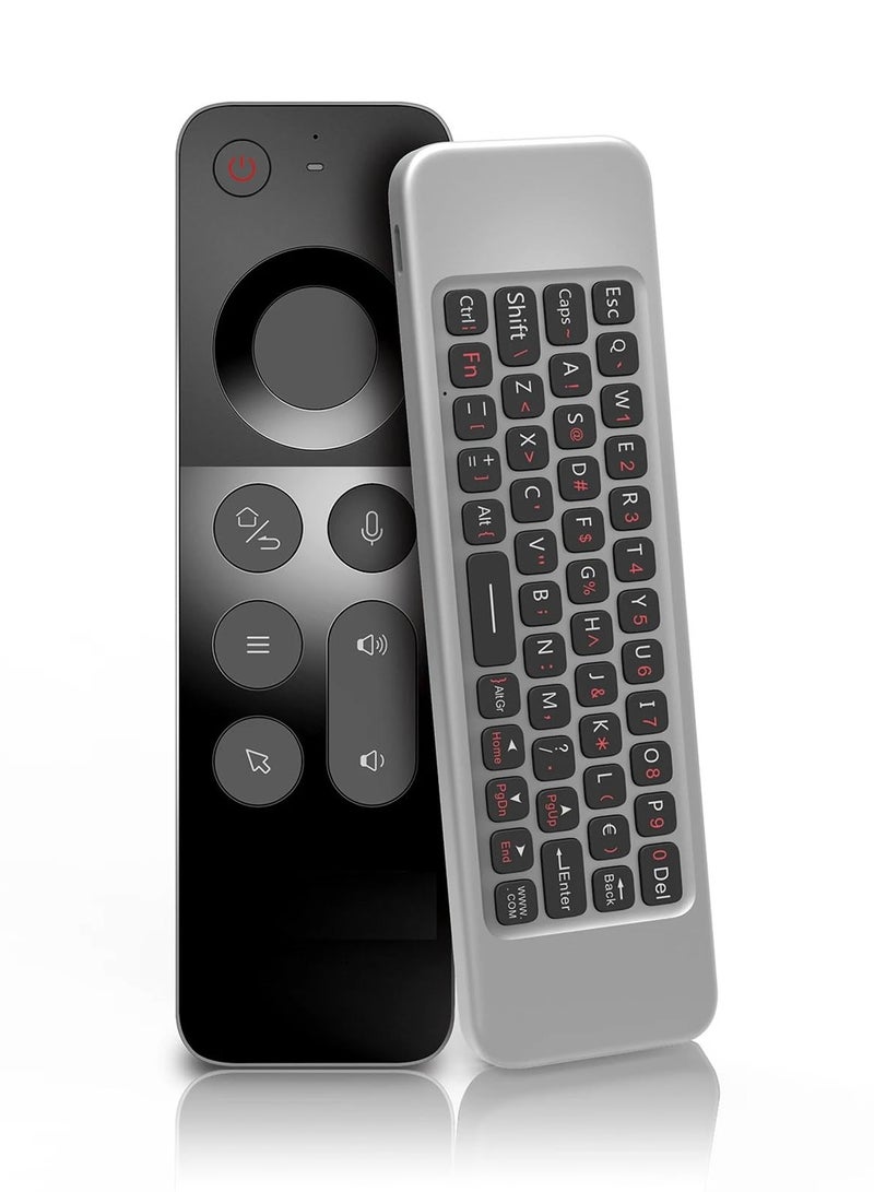Wownect - W3 Air Mouse 2.4g Wireless Remote Control | 4-in-1 Air Mouse Gyroscope Smart Voice Remote Control Mini Keyboard For Android Tv Box/For Mac Os/For Linux Silver - Image 1