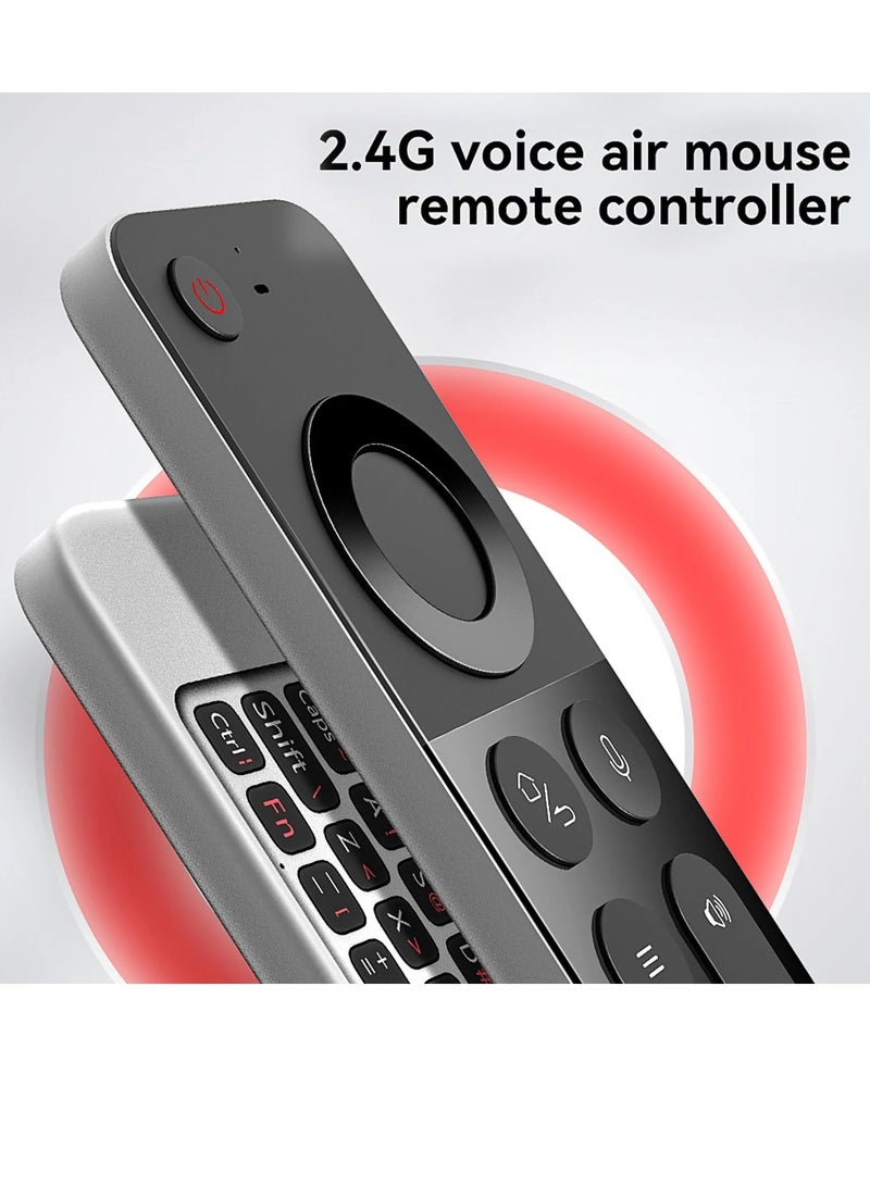 Wownect - W3 Air Mouse 2.4g Wireless Remote Control | 4-in-1 Air Mouse Gyroscope Smart Voice Remote Control Mini Keyboard For Android Tv Box/For Mac Os/For Linux Silver - Image 1