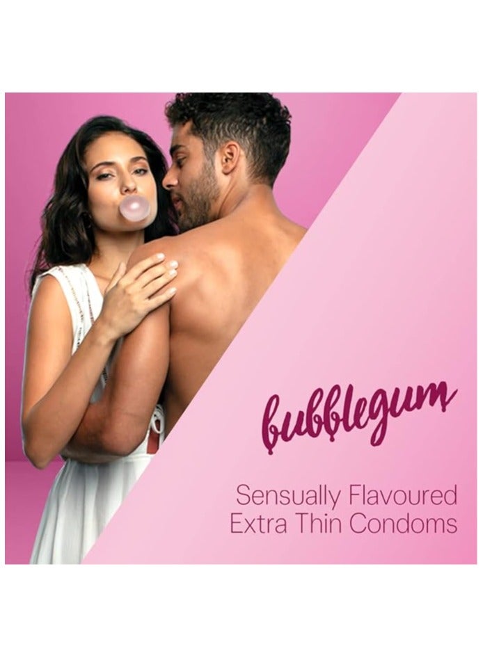Durex Multiflavored Extra Thin Condoms For Men - Bubblegum, Wild Strawberry, Intense Chocolate - 10 Count (Pack Of 3) | Sensually Flavored Condoms For Fun & Adventure  - Image 3