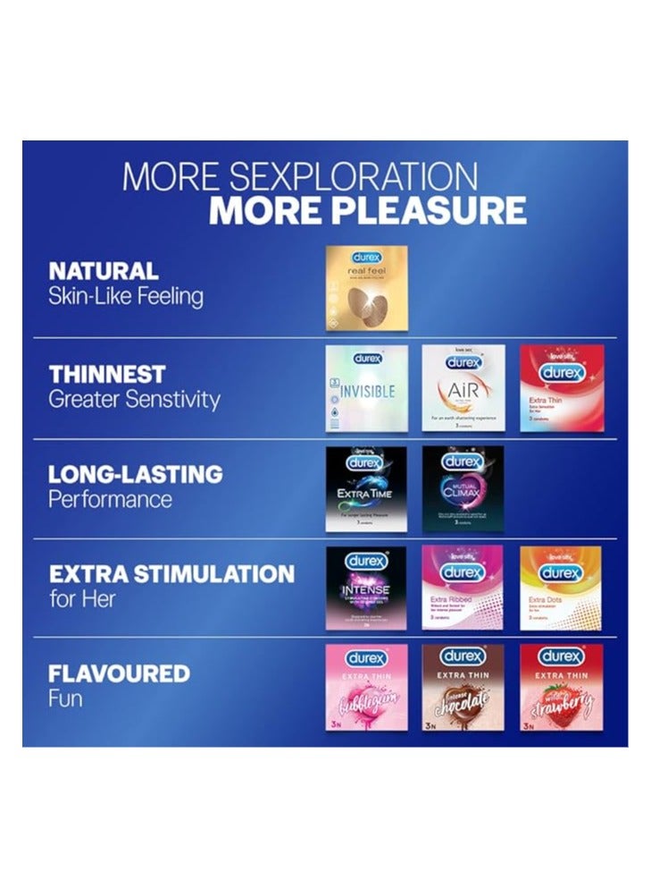 Durex Multiflavored Extra Thin Condoms For Men - Bubblegum, Wild Strawberry, Intense Chocolate - 10 Count (Pack Of 3) | Sensually Flavored Condoms For Fun & Adventure  - Image 5