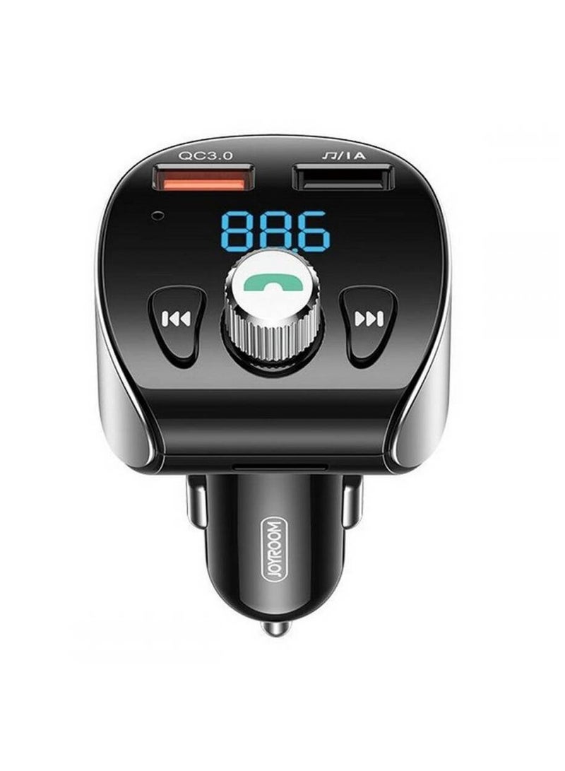 JOYROOM - JOYROOM FM TRANSMITTER BLUETOOTH 5.0 CAR CHARGER MP3 2X USB TF MICRO SD 18 W 3 A QUICK CHARGE 3.0 (JR-CL02) Black - Image 1