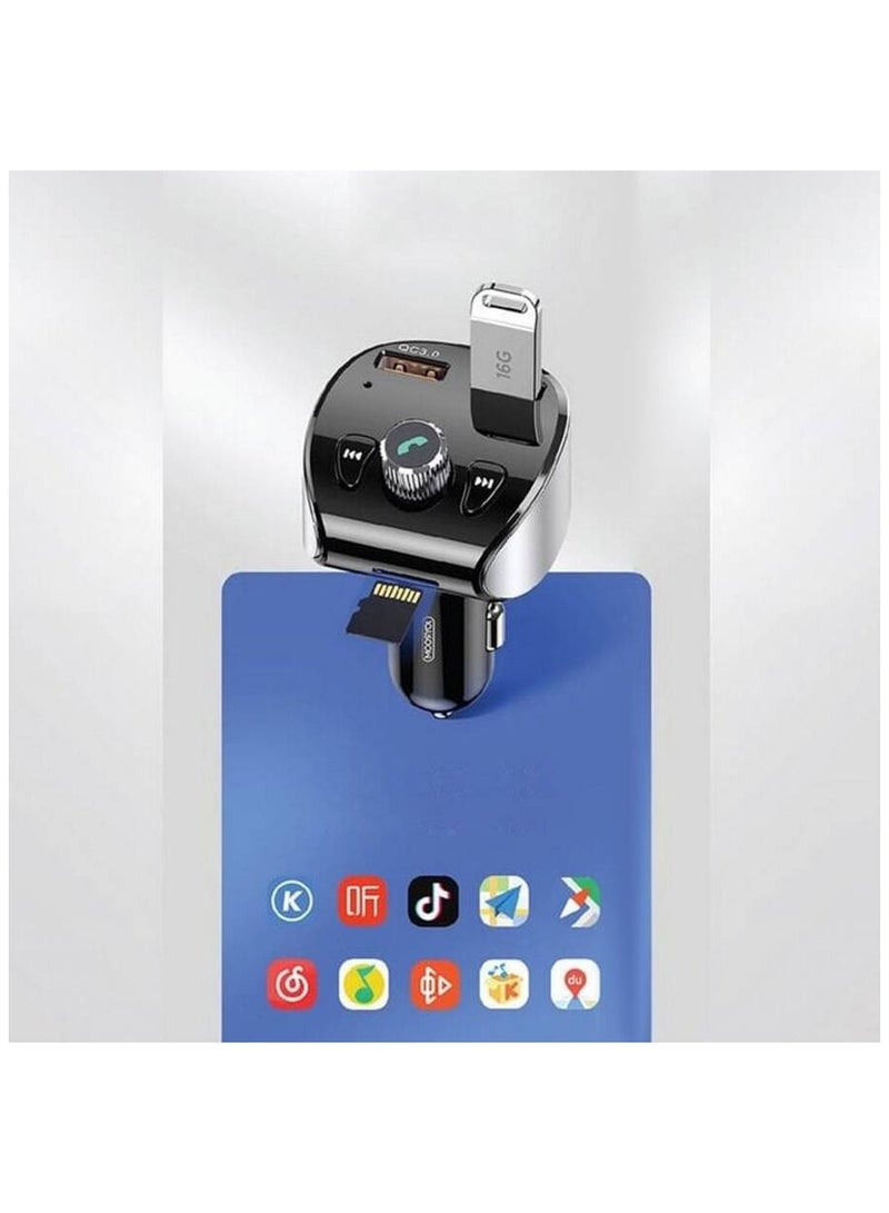 JOYROOM - JOYROOM FM TRANSMITTER BLUETOOTH 5.0 CAR CHARGER MP3 2X USB TF MICRO SD 18 W 3 A QUICK CHARGE 3.0 (JR-CL02) Black - Image 1