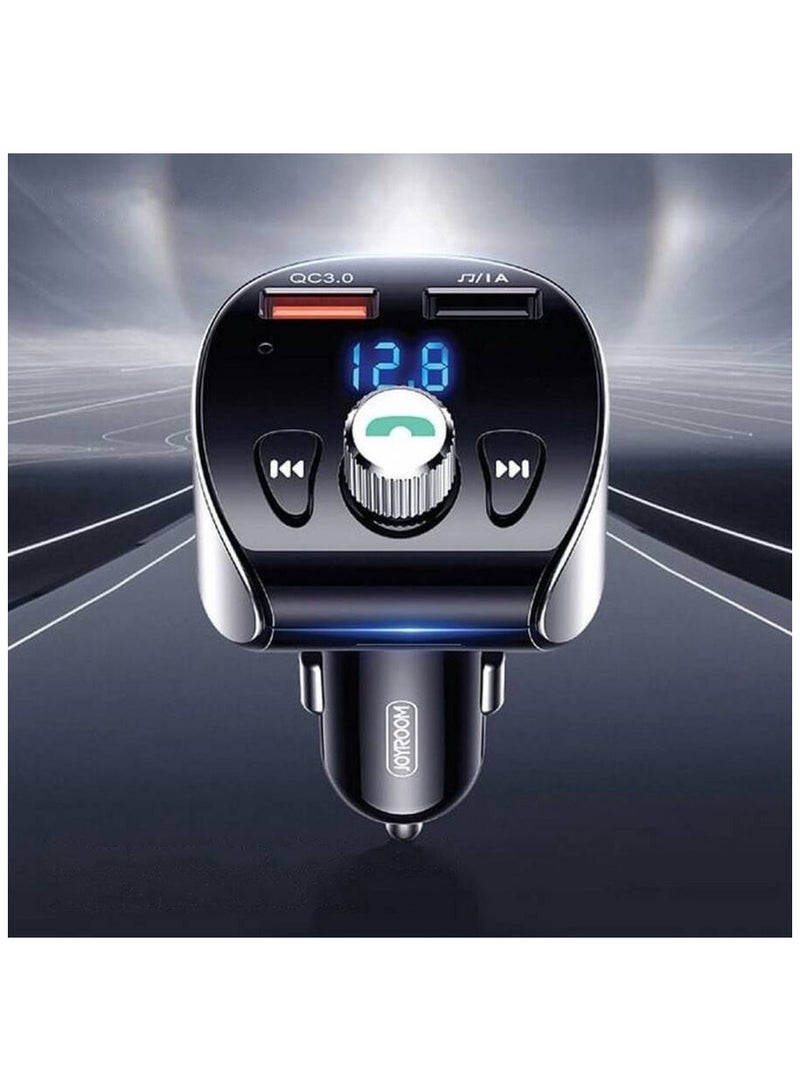JOYROOM - JOYROOM FM TRANSMITTER BLUETOOTH 5.0 CAR CHARGER MP3 2X USB TF MICRO SD 18 W 3 A QUICK CHARGE 3.0 (JR-CL02) Black - Image 1