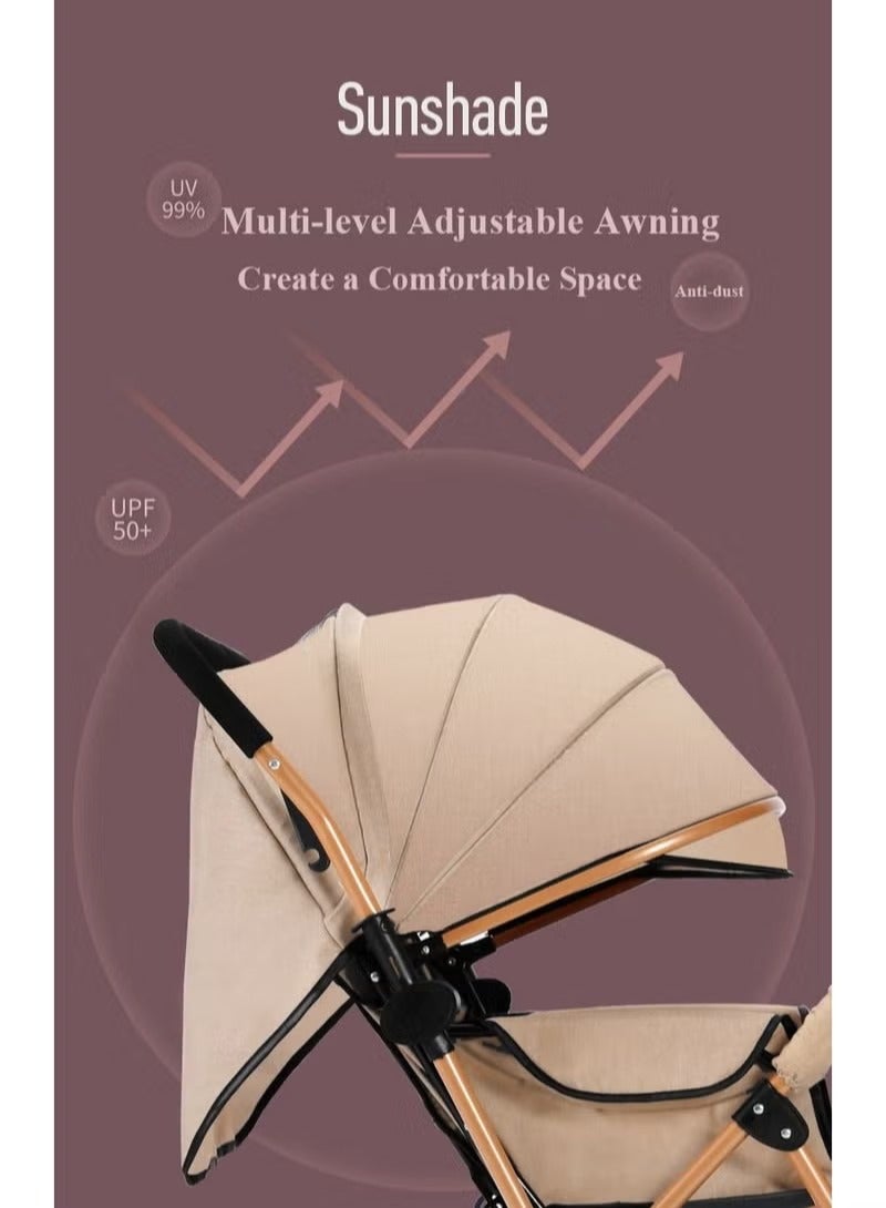 Rock Pow - Two Way Push Portable Infant Adjustable Foldable Baby Stroller Push Stroller and Baby Cart with Handles safety harness Storage Basket Stroller Tray and Cup Holder - Image 1
