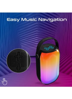PROMATE Bluetooth Speaker, 20W True Wireless Portable HD Speaker With RGB Lights, IPX5 Water-Resistance, Long Playtime, Quick Music Navigation, USB Port, TF Card Slot And Top Handle, Spectro-20 Black  - Image 4