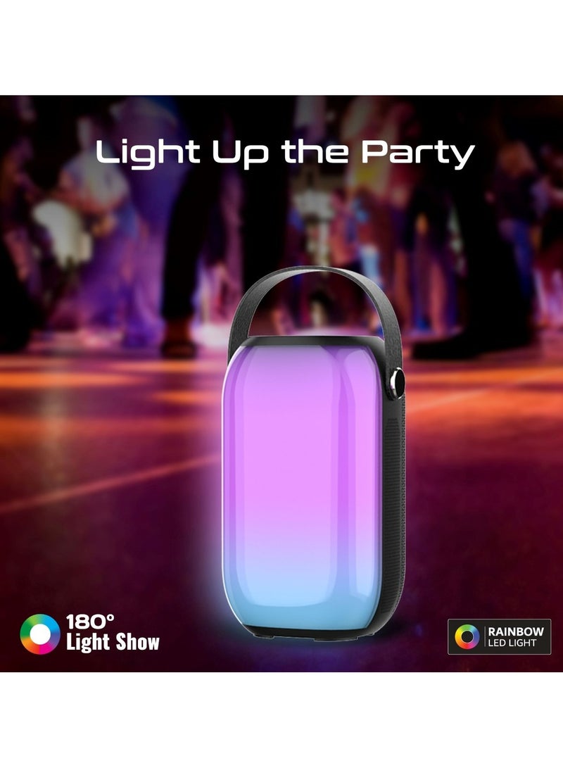 بروميت - مكبر صوت بلوتوث، مكبر صوت محمول لاسلكي عالي الدقة بقوة 20 وات مع أضواء RGB، مقاوم للماء IPX5، وقت تشغيل طويل، تنقل سريع للموسيقى، منفذ USB، فتحة بطاقة TF ومقبض علوي، Spectro-20 - Image 1