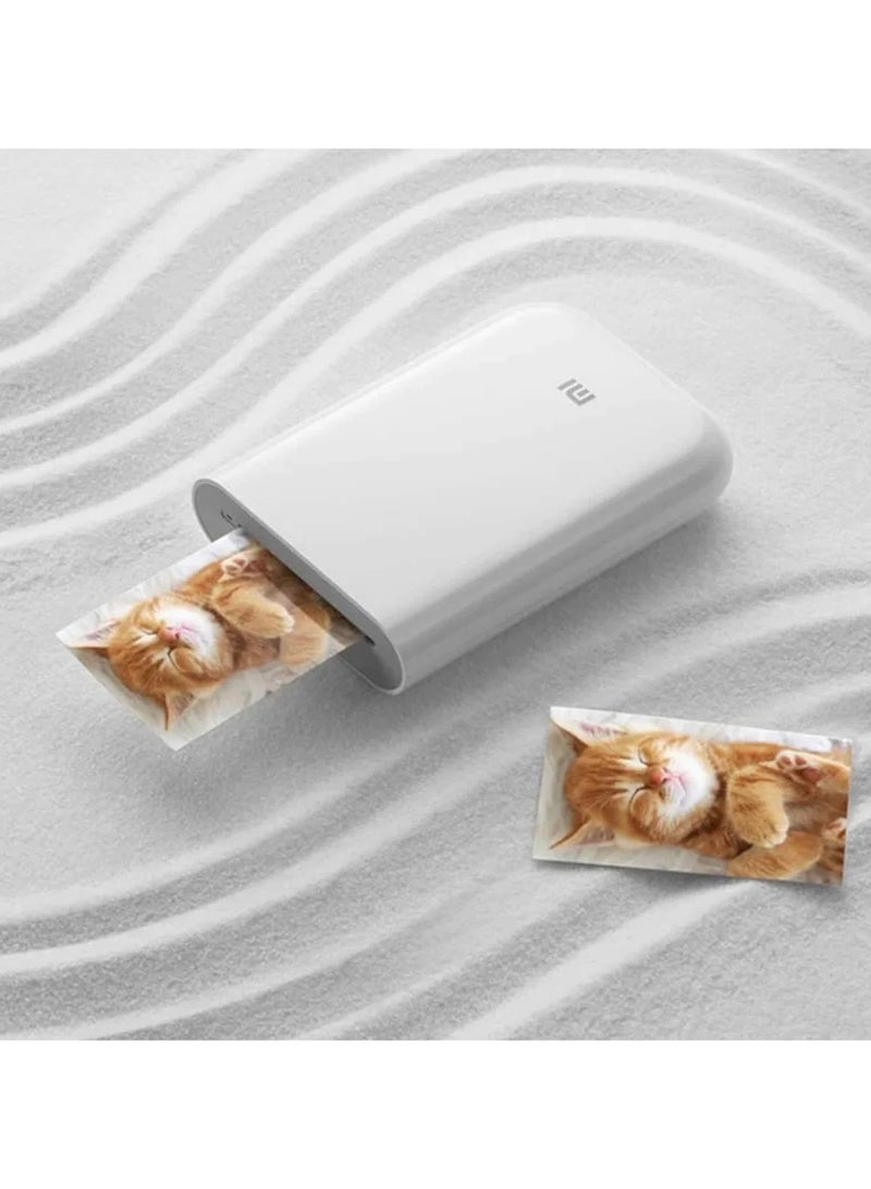 Xiaomi - Portable Pocket Mini Photo Printer,300DPI,DIY Share, 500mah,Zinc Paper Printer,TEJ4018GL 2 × 3 inches(50 mm × 76 mm)inch White - Image 1