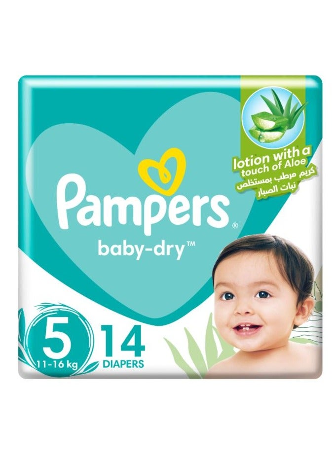 بامبرز حفاضات بيبي-دراي مع لاصق حجم 5، 11-16 كجم، 14 قطعة