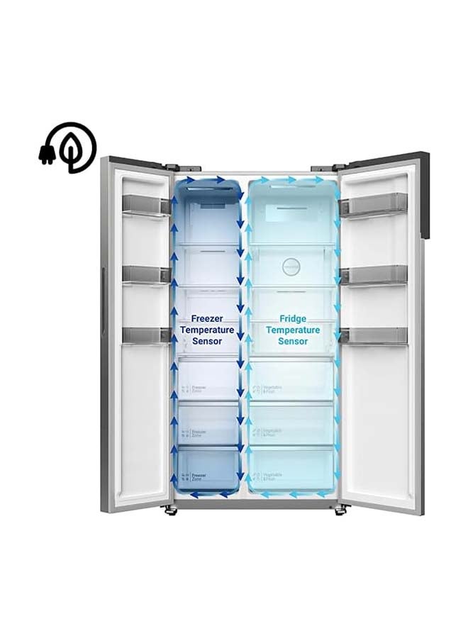 HITACHI - 680L Gross, Net 525L Side by Side 2 Door Refrigerator, 10 Year Warranty on Inverter Compressor, Dual Fan Cooling, Quick Freezing, Mirror Touch Controller-Energy Saving HRSN9552DDXAE Dark Inox - Image 1