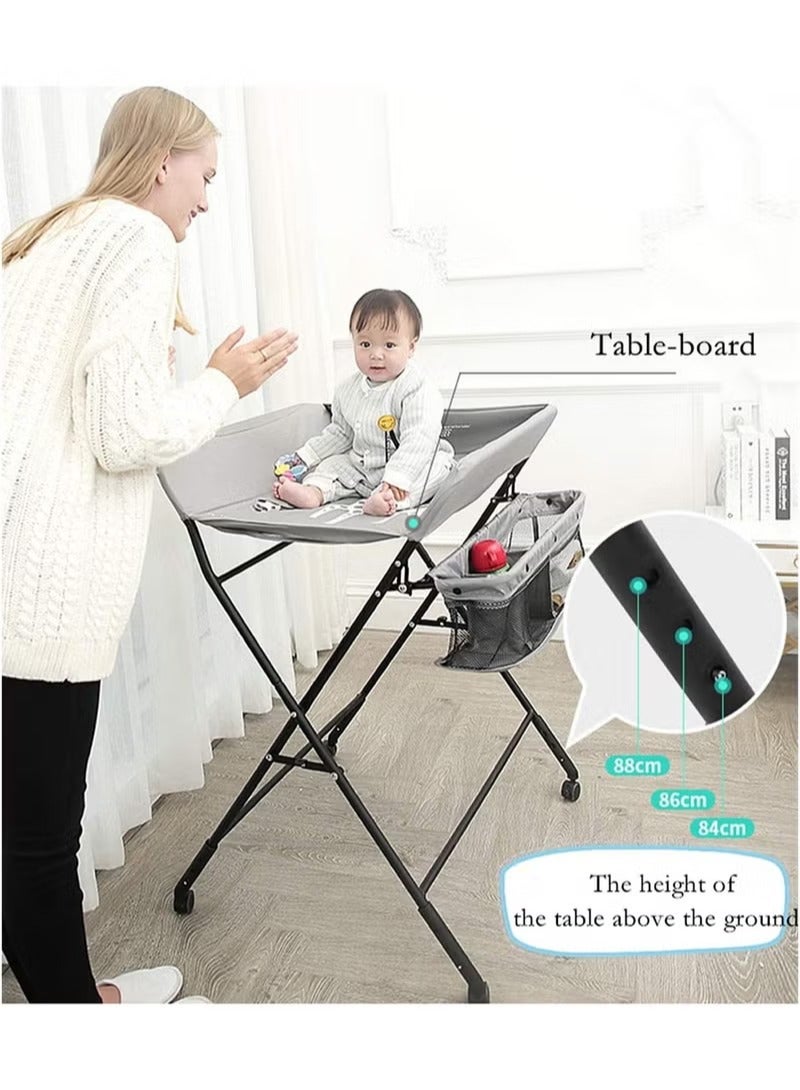 Rock Pow - Portable Foldable Baby Diaper Changing Table With Wheels Mobile Nursery Organizer For Newborn Essentials - Image 1
