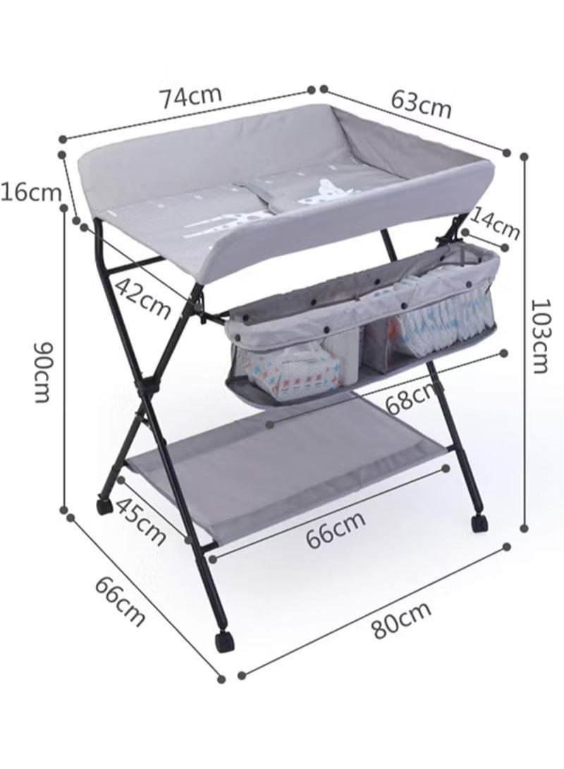 Rock Pow - Portable Foldable Baby Diaper Changing Table With Wheels Mobile Nursery Organizer For Newborn Essentials - Image 1