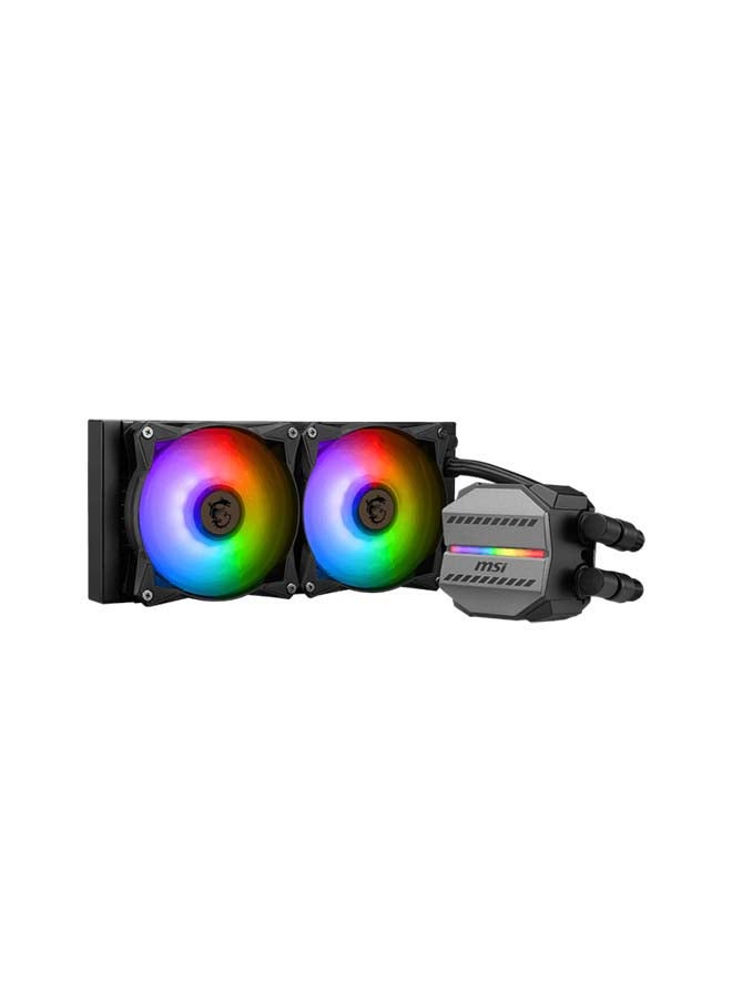 MSI - MAG CORELIQUID M240 AIO Liquid Cooler, 240mm Radiator, 78 73 CFM, 2000 RPM Fan Speed, 2 x ARGB 120mm Fans, Two Ball Bearing, Elevated Cooper Plate, Reinforced Tubing, Black 306-7ZW4R14-813 Black - Image 1
