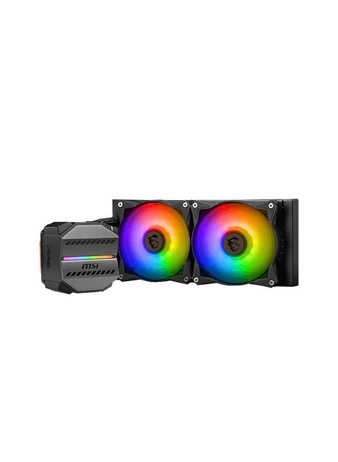 MSI - MAG CORELIQUID M240 AIO Liquid Cooler, 240mm Radiator, 78 73 CFM, 2000 RPM Fan Speed, 2 x ARGB 120mm Fans, Two Ball Bearing, Elevated Cooper Plate, Reinforced Tubing, Black 306-7ZW4R14-813 Black - Image 1