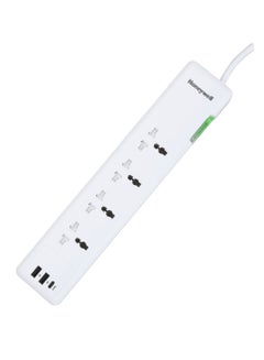4 Out Surge Protector With Master Switch, Spike Guard/Extension board/Power Strip, 4 Outlet, PD 20W And 2XUSB, 1.5 Meter Cord, 918 Joules, DSW, Automatic Overload Protection, 3 Yrs Manufacturer Warranty White-Platinum Series