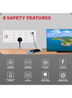 Honeywell 6 Out Surge Protector With Master Switch, Spike Guard/Extension board/Power Strip, 6 Outlet, 2xPD20W And 2xUSB, 1050 Joules, 1.8 Meter Cord, DSW, Automatic Overload Protection, 3 Yrs Manufacturer Warranty White-Platinum Series  - Image 5