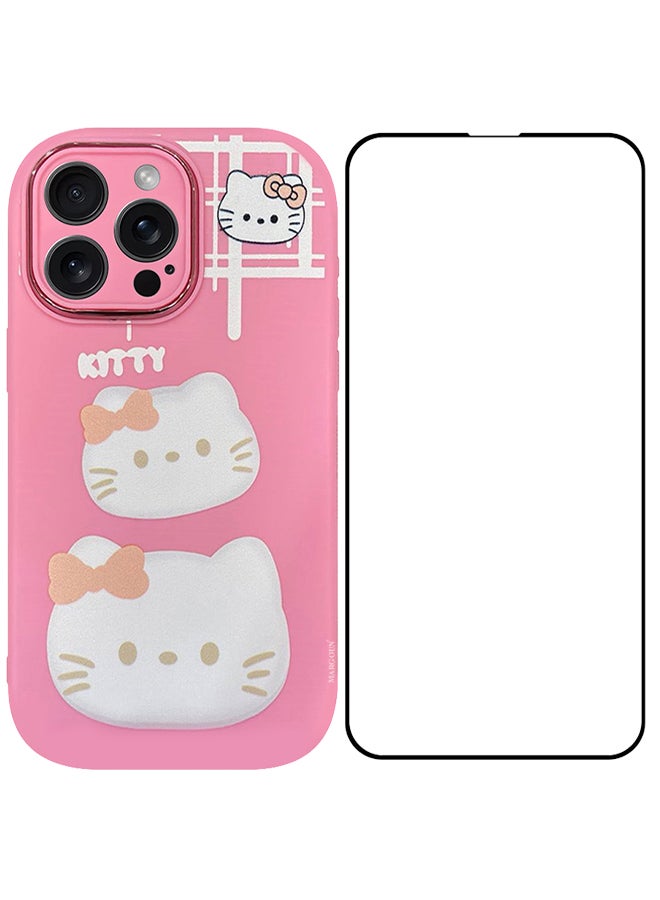 MARGOUN 2 Pack For iPhone 14 Pro Max Case Cover And Screen Protector Cartoon Case Unique Design For Women Girls With Camera Lens Protection P03 Pink3  - Image 2