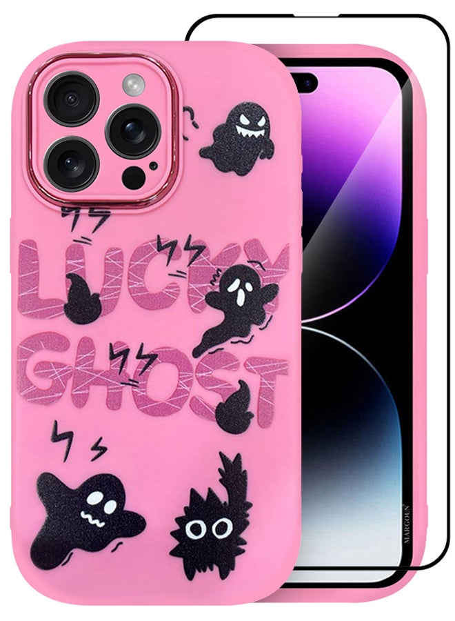 MARGOUN 2 Pack For iPhone 15 Pro Max Case Cover And Screen Protector Cartoon Case Unique Design For Women Girls With Camera Lens Protection P04 Pink4 - Image 3