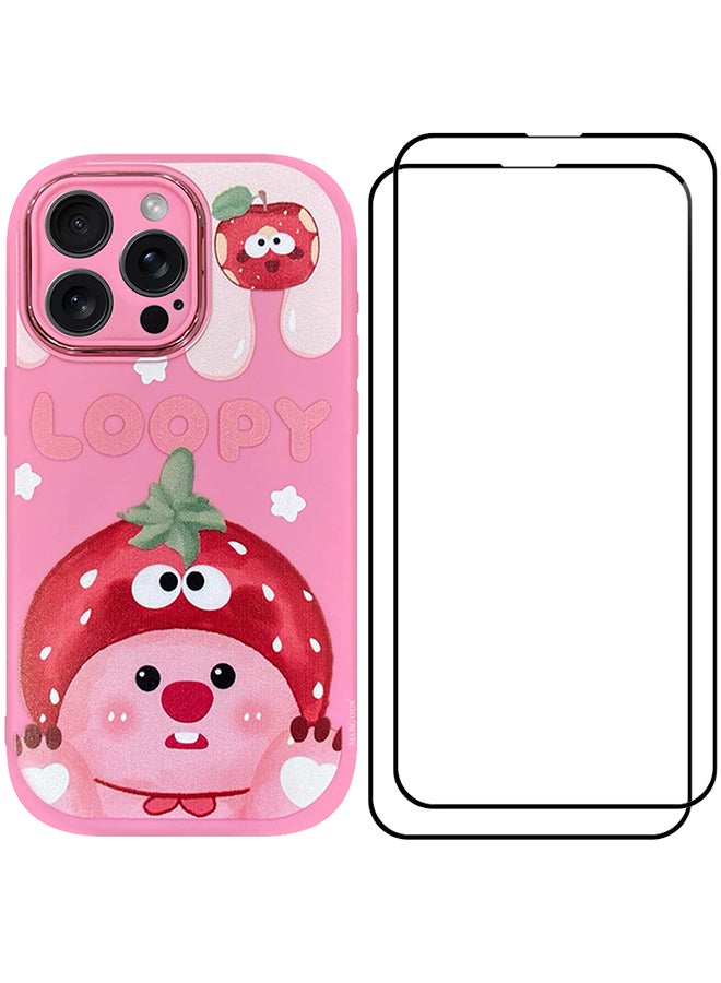 MARGOUN 3 Pack For iPhone 15 Pro Max Case Cover And 2 Screen Protectors Cartoon Case Unique Design For Women Girls With Camera Lens Protection P06 Pink6  - Image 2