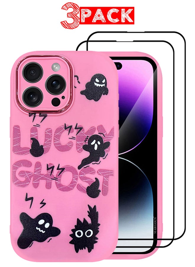 مارجون مجموعة من 3 أغطية حماية لهاتف iPhone 15 Pro Max و2 واقي شاشة بتصميم كرتوني فريد للنساء والفتيات مع حماية عدسة الكاميرا P04 - Image 1