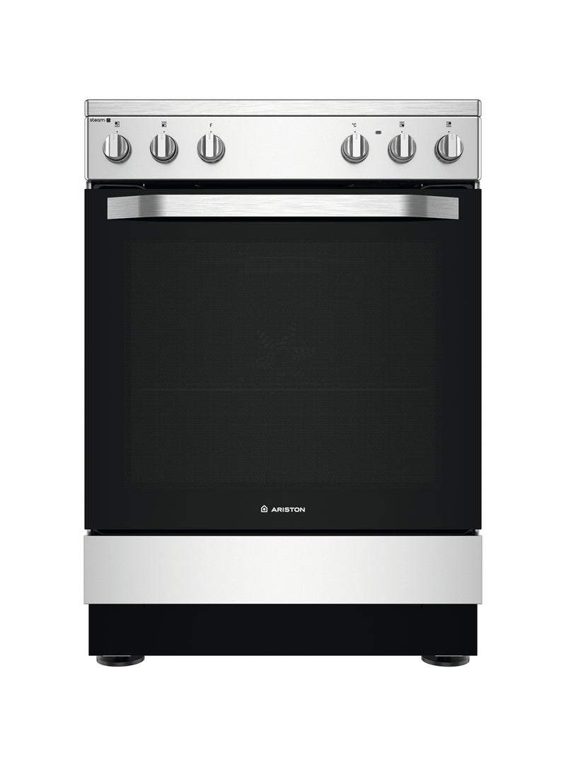 Ariston - Free Standing Ceramic Electric Cooker 60cm, 4 Plate Electric Hotplates, 59 Liters Oven Capacity, Automatic Ignition, Hydrolytic Cleaning System, 1 Year Warranty, Made in Poland AS68V8KHX Inox - Image 1