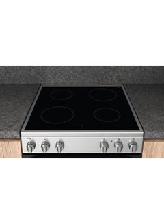 Ariston Free Standing Ceramic Electric Cooker 60cm, 4 Plate Electric Hotplates, 59 Liters Oven Capacity, Automatic Ignition, Hydrolytic Cleaning System, 1 Year Warranty, Made in Poland AS68V8KHX Inox  - Image 3