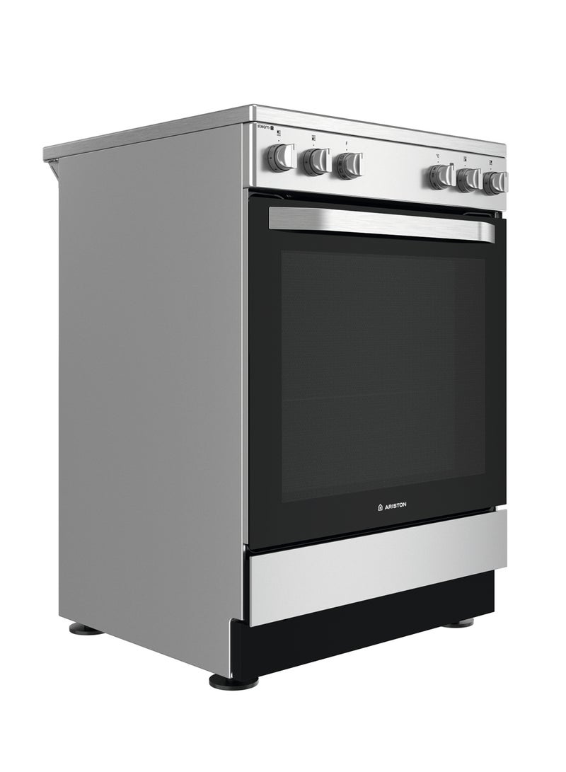 Ariston - Free Standing Ceramic Electric Cooker 60cm, 4 Plate Electric Hotplates, 59 Liters Oven Capacity, Automatic Ignition, Hydrolytic Cleaning System, 1 Year Warranty, Made in Poland AS68V8KHX Inox - Image 1